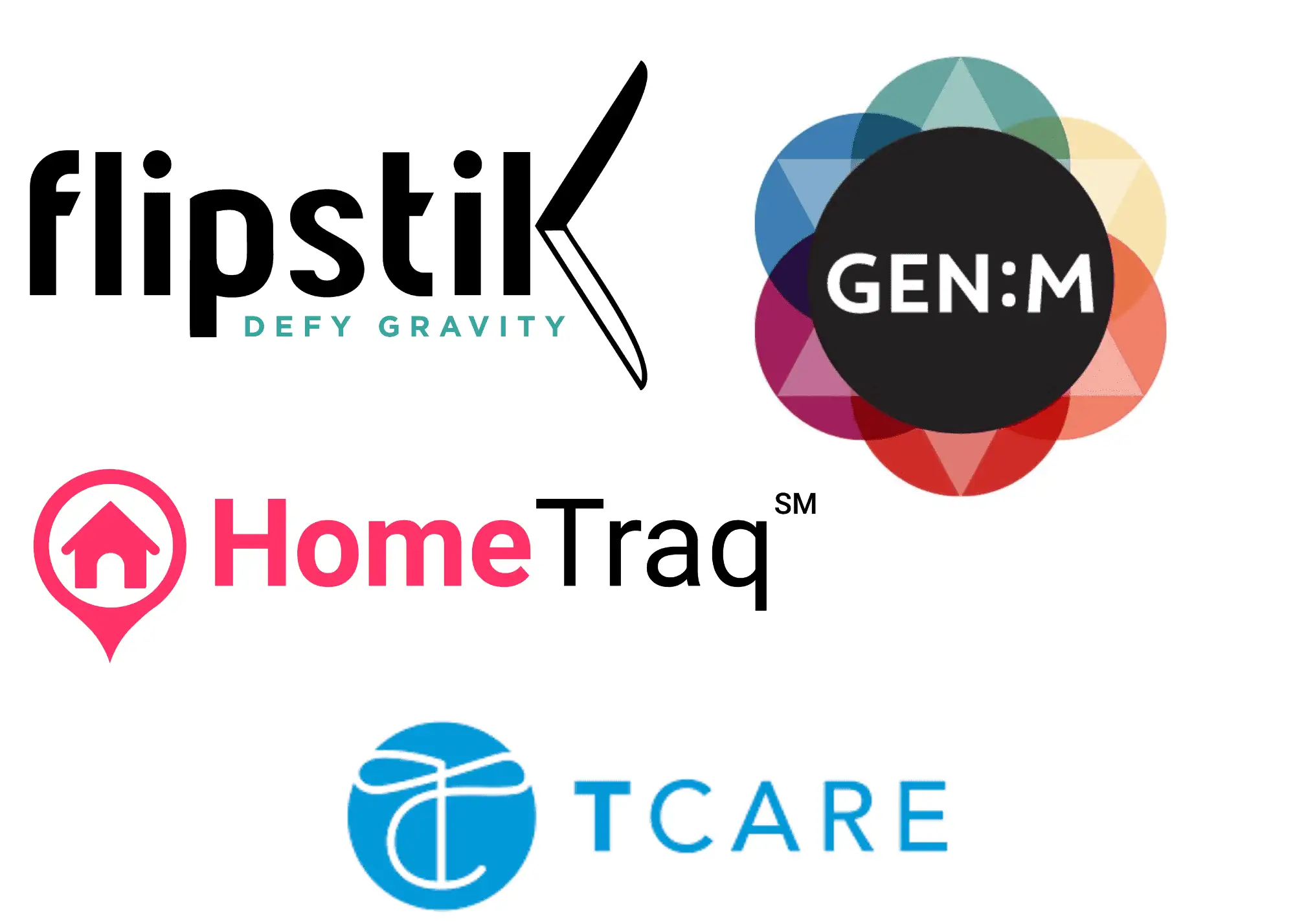 Growth Grants Logos: flipstik, Genim, HomeTraq, TCare